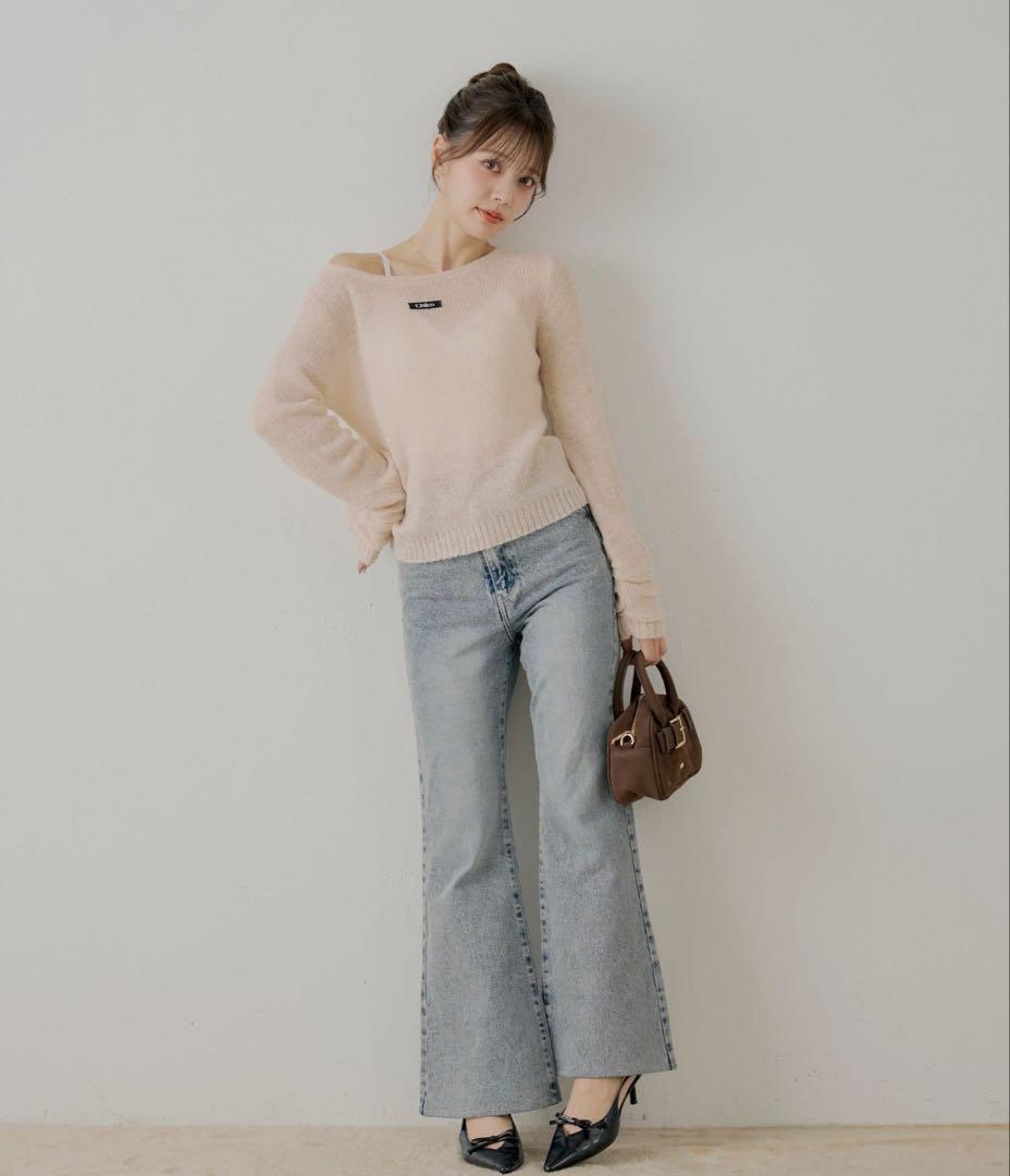 Chico レースデザインフレアデニム　新品