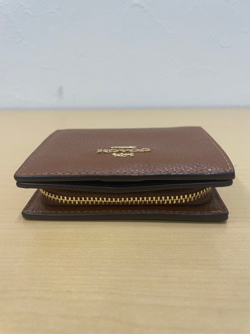■ COACH コーチ 折り財布 ブラウン 金具 レザー