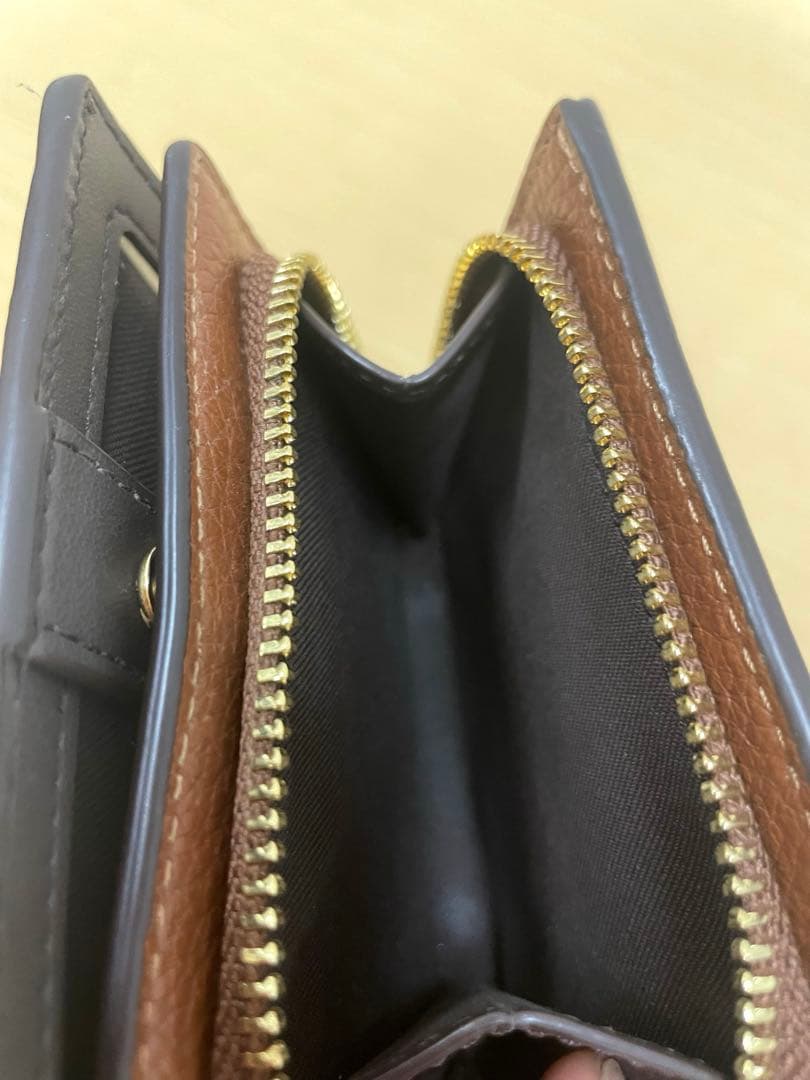 ■ COACH コーチ 折り財布 ブラウン 金具 レザー