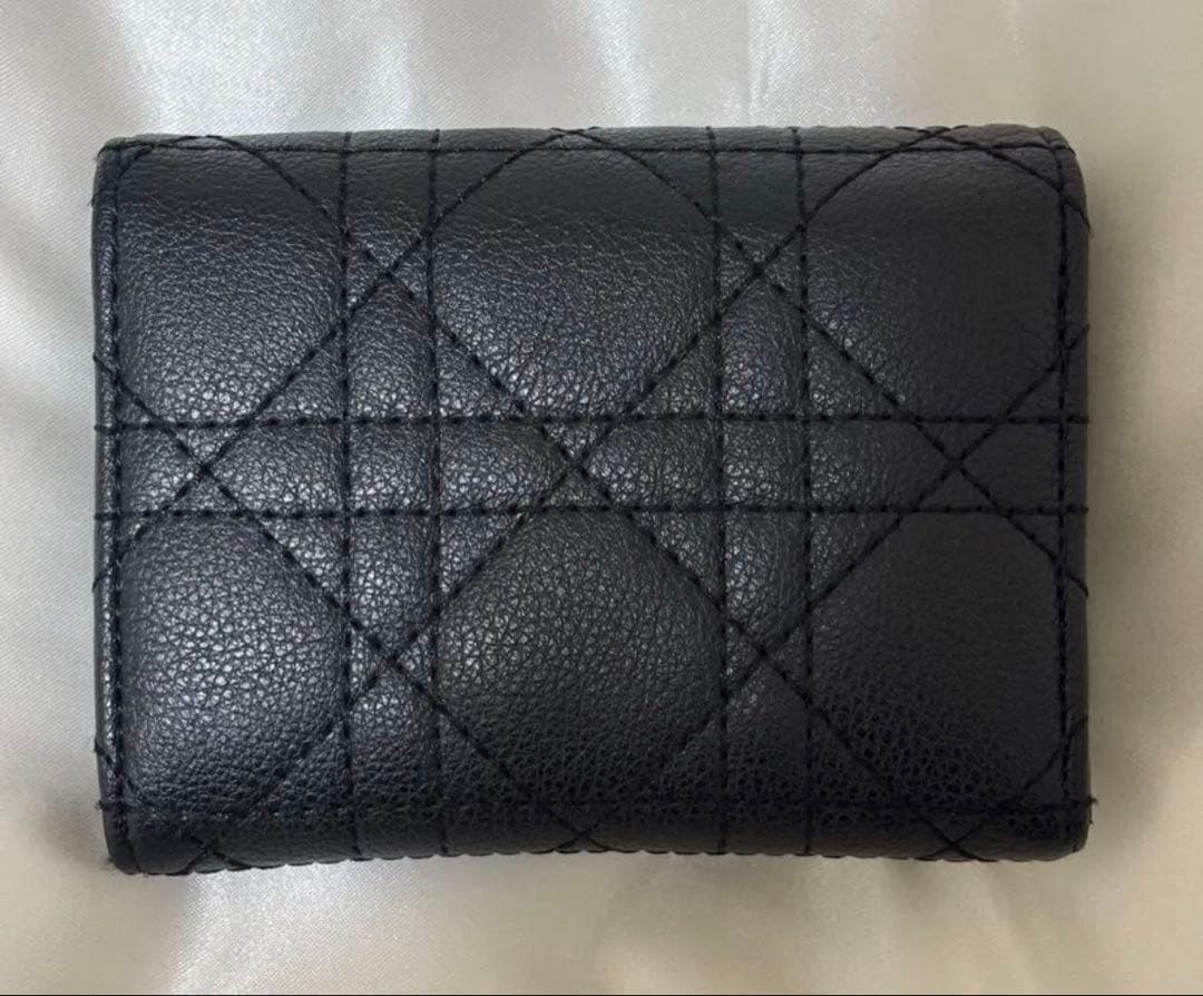 Christian Dior ディオール カナージュ 二つ折り財布 ブラック