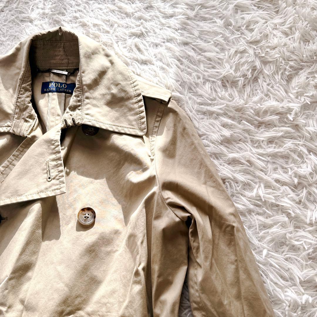 ポロ　ラルフローレン ベージュ トレンチコート M-L ベルト　ダブル　マキシ丈