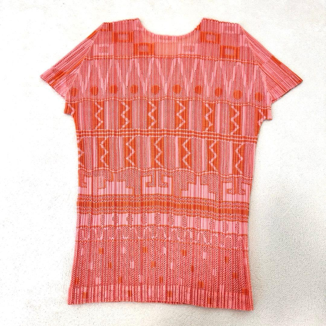 極美品✨PLEATS PLEASE プリーツ　総柄　赤色　メッシュ　サイズ3