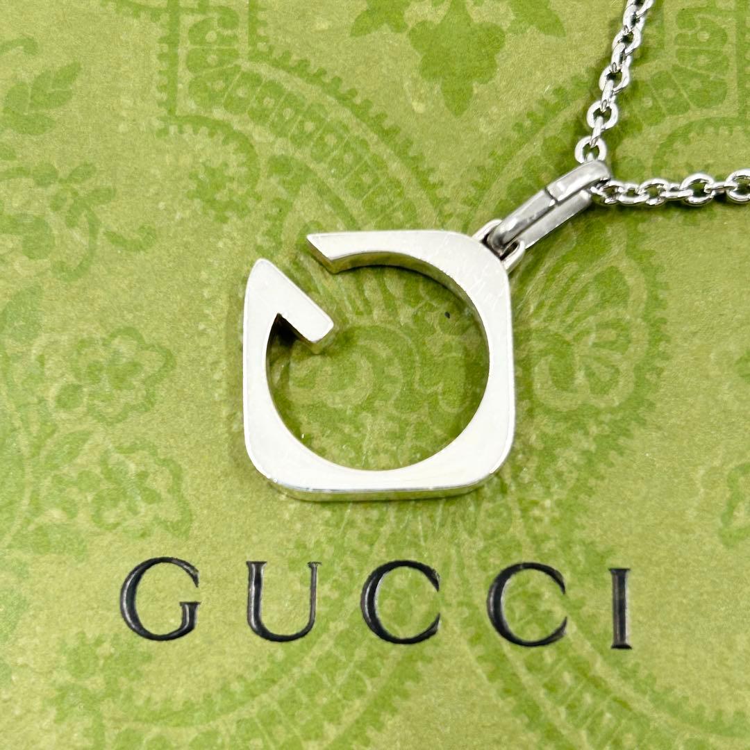 美品✨　グッチ　ネックレス　ロゴモチーフ　スクエア G シルバー　Ag925