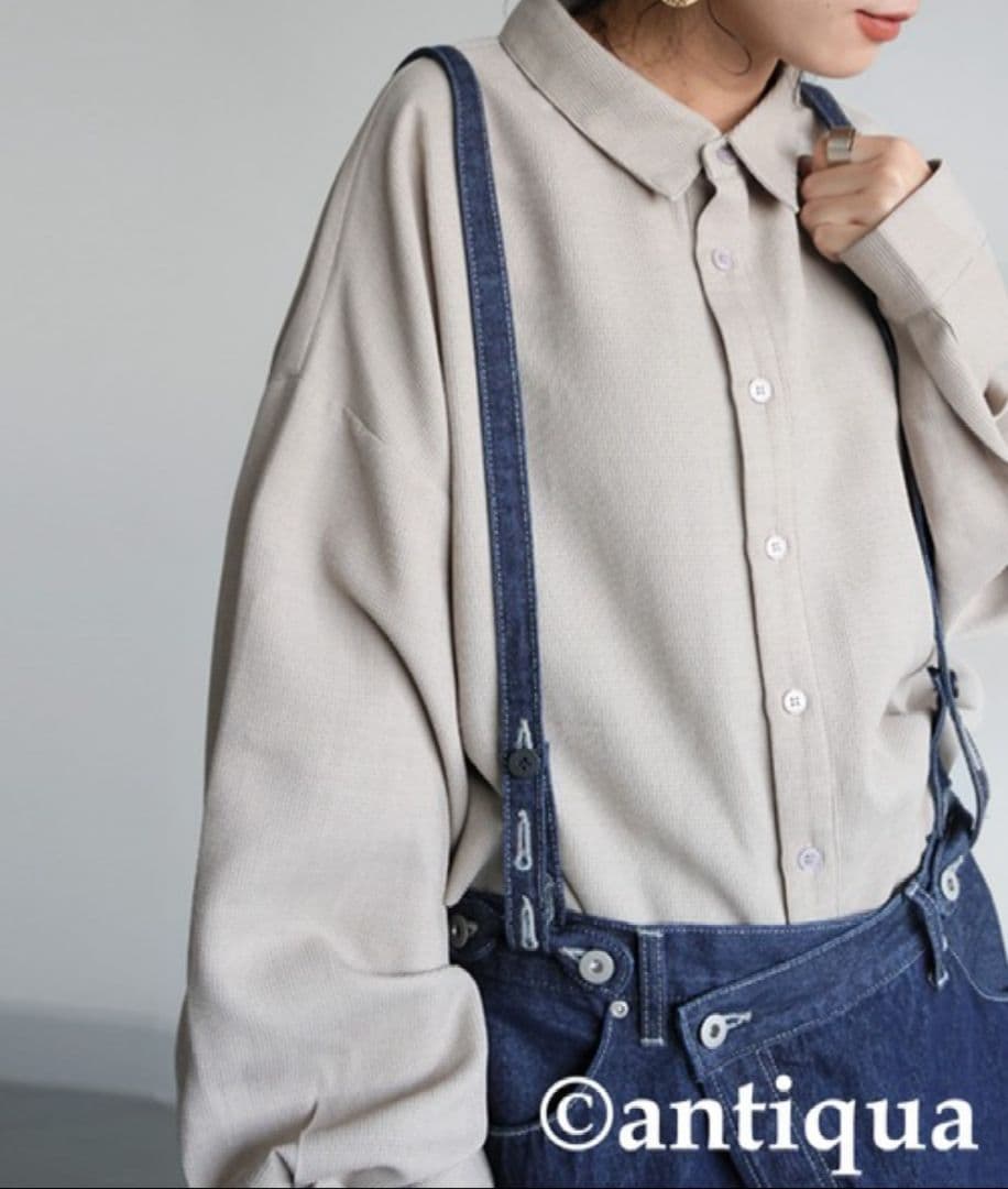 【新品タグ付き】antiqua　変形サロペットデニムスカート　完売品