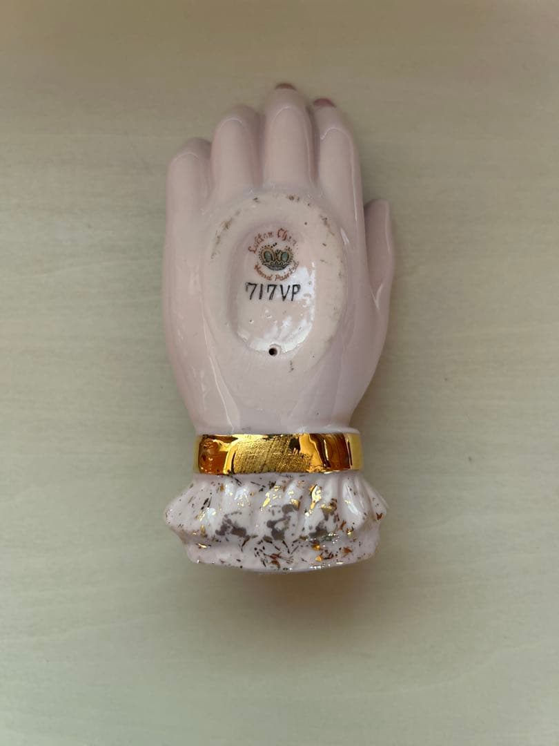 希少　陶器製手形小物入れ ハンドトレイ　スミレの花