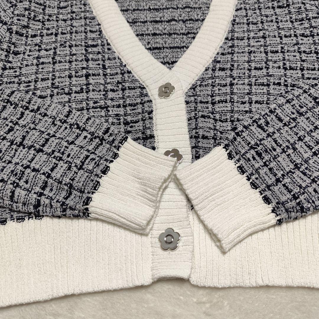 美品 MARY QUANT ツイードニット アンサンブル ネイビー M