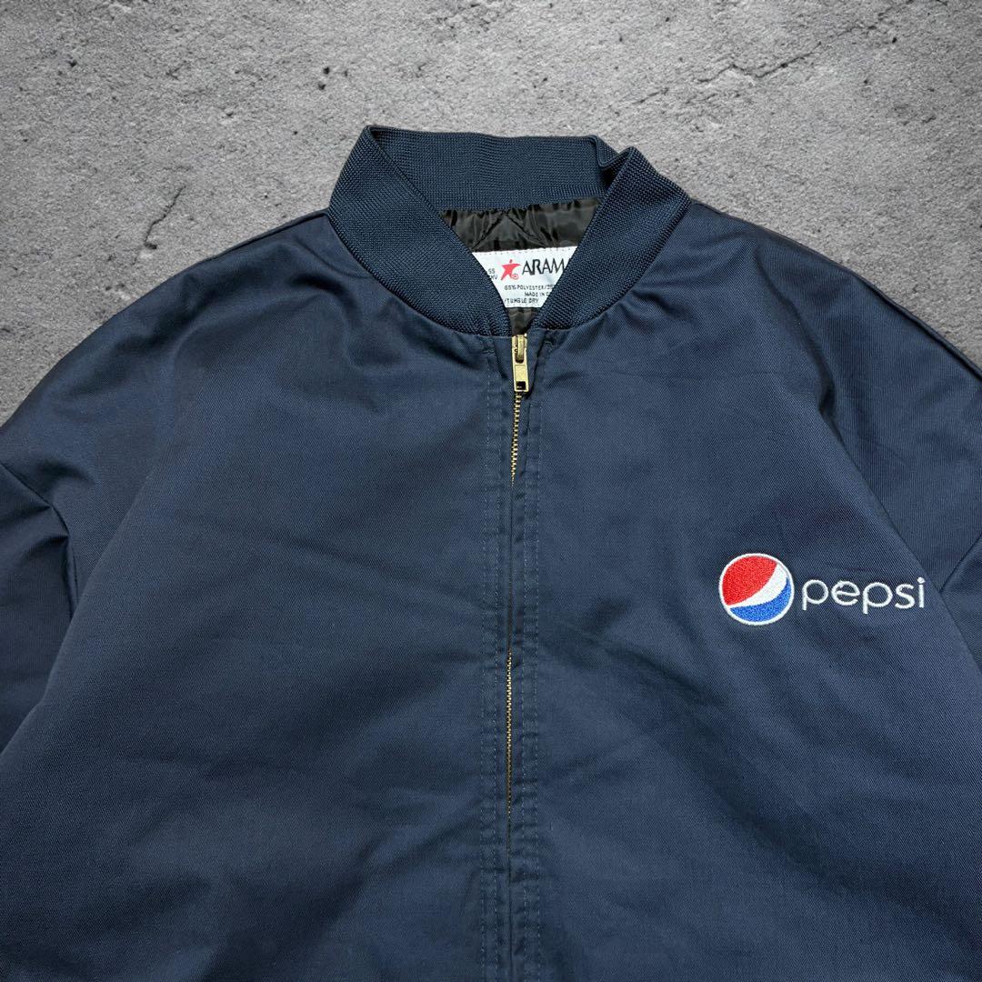 PEPSI ペプシ企業ロゴワークブルゾンXLネイビーma1型aramark短丈