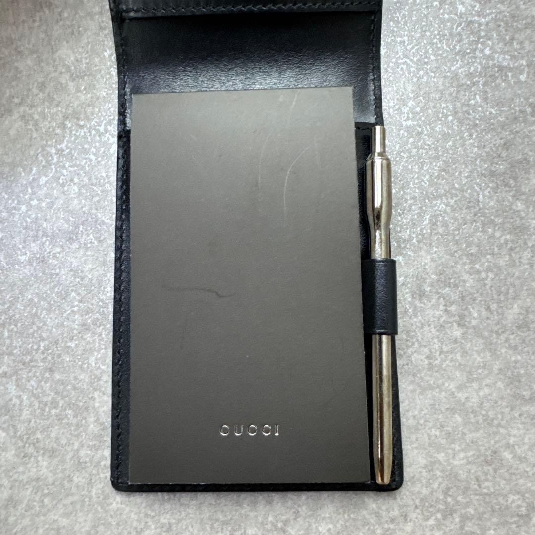 GUCCI グッチ レザー ブラック メモ帳ケース & メモ帳 シリアル刻印