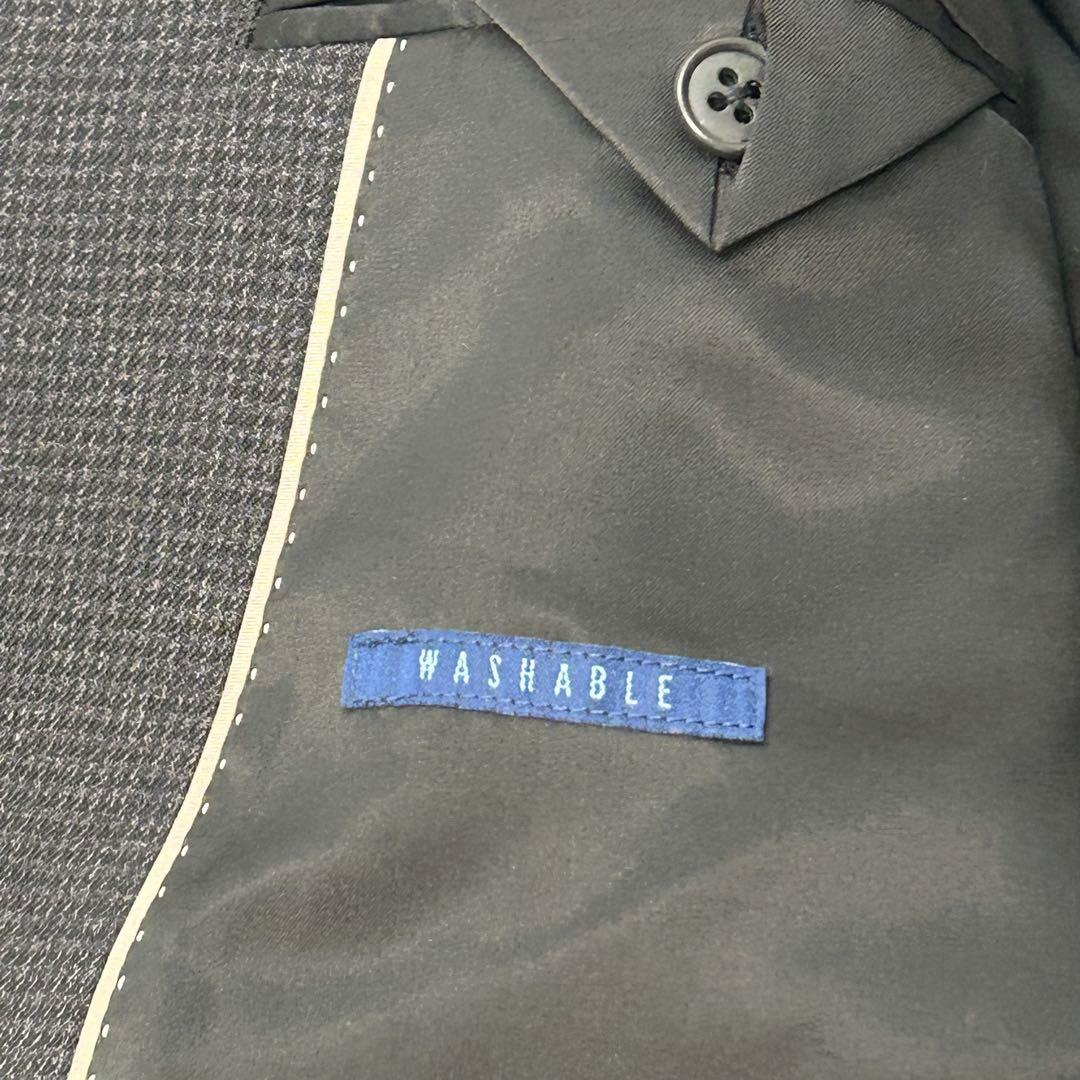 TAKAQ 洗濯可 ダークグレー スーツ セットアップ AB5 チェック