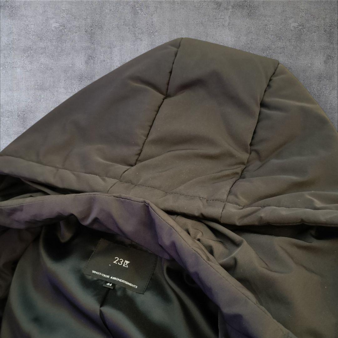 23区 フード付き中綿ロングコート ブラック 　大きいサイズ　軽い上着　2XL
