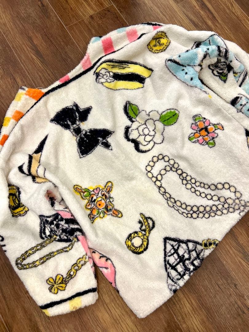 CHANELのバスタオルで作ったパイルジャケット　ジュエリー柄　ビンテージ