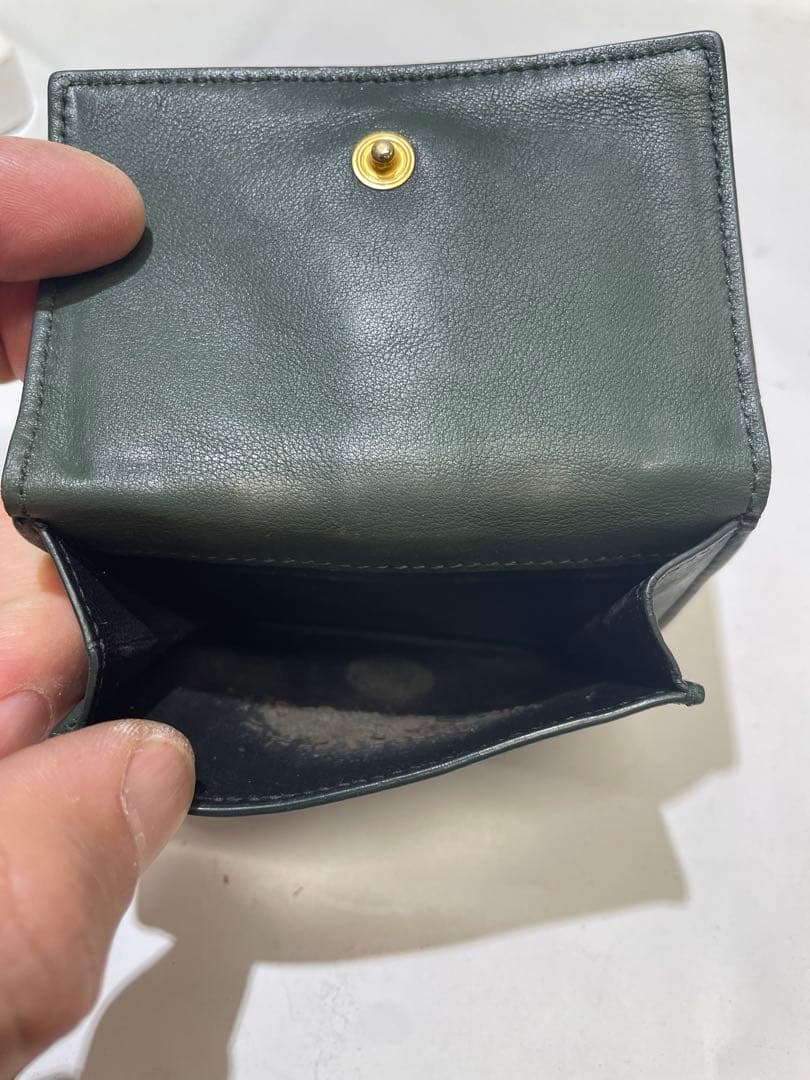YSL グリーンレザー 三つ折り財布