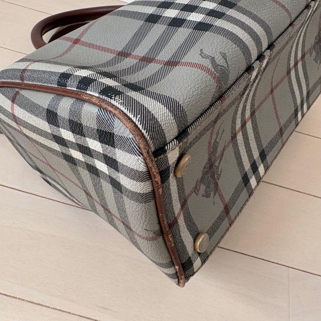 BURBERRY ミニボストンバッグ ノバチェック ホースロゴ　バーバリー