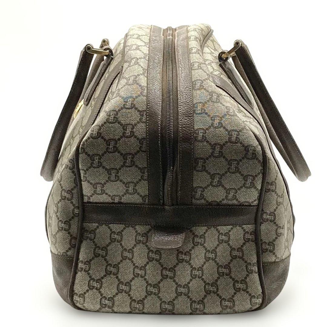 GUCCI ボストンバッグ レザー PVC GG ハンドバッグ 大容量 ロゴ