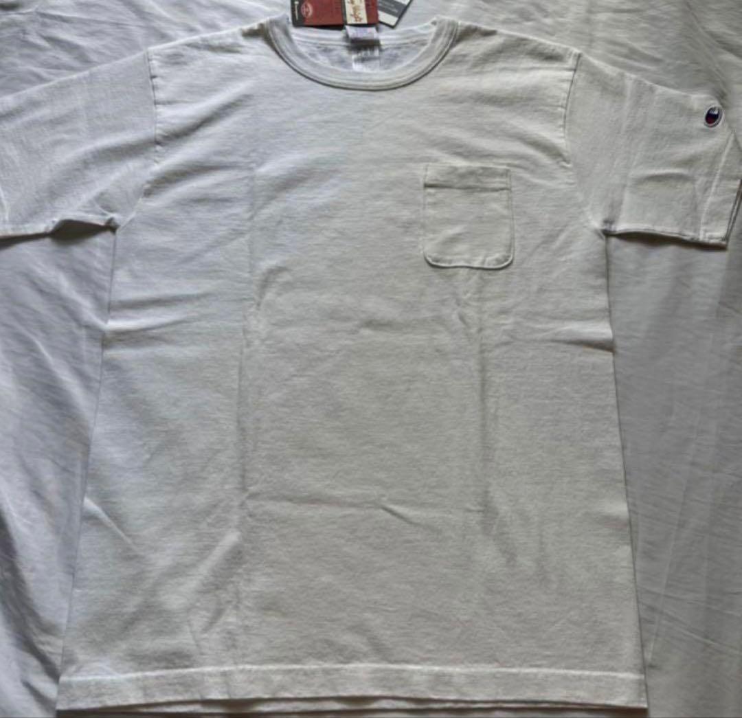 新品　M チャンピオン T1011 USA製 ヘビーウェイト ポケTシャツ　白黒
