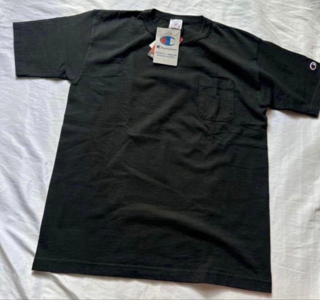 新品　M チャンピオン T1011 USA製 ヘビーウェイト ポケTシャツ　白黒