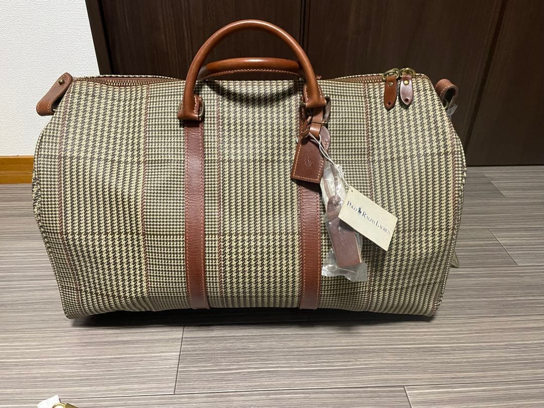 美品 特大 ポロラルフローレン ボストンバッグ 2way 千鳥格子 大容量