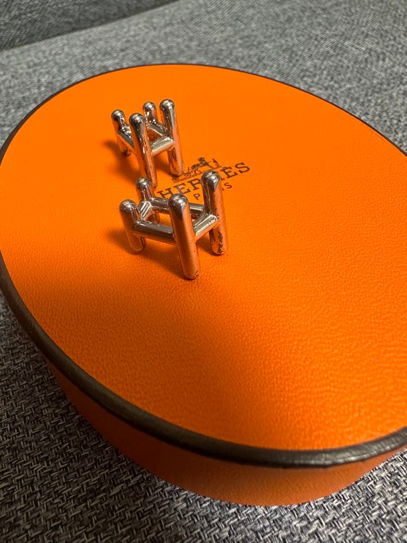 【HERMES】エルメス　カフスボタン シルバー Hロゴ Ag925