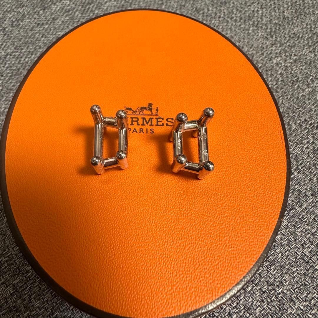 【HERMES】エルメス　カフスボタン シルバー Hロゴ Ag925