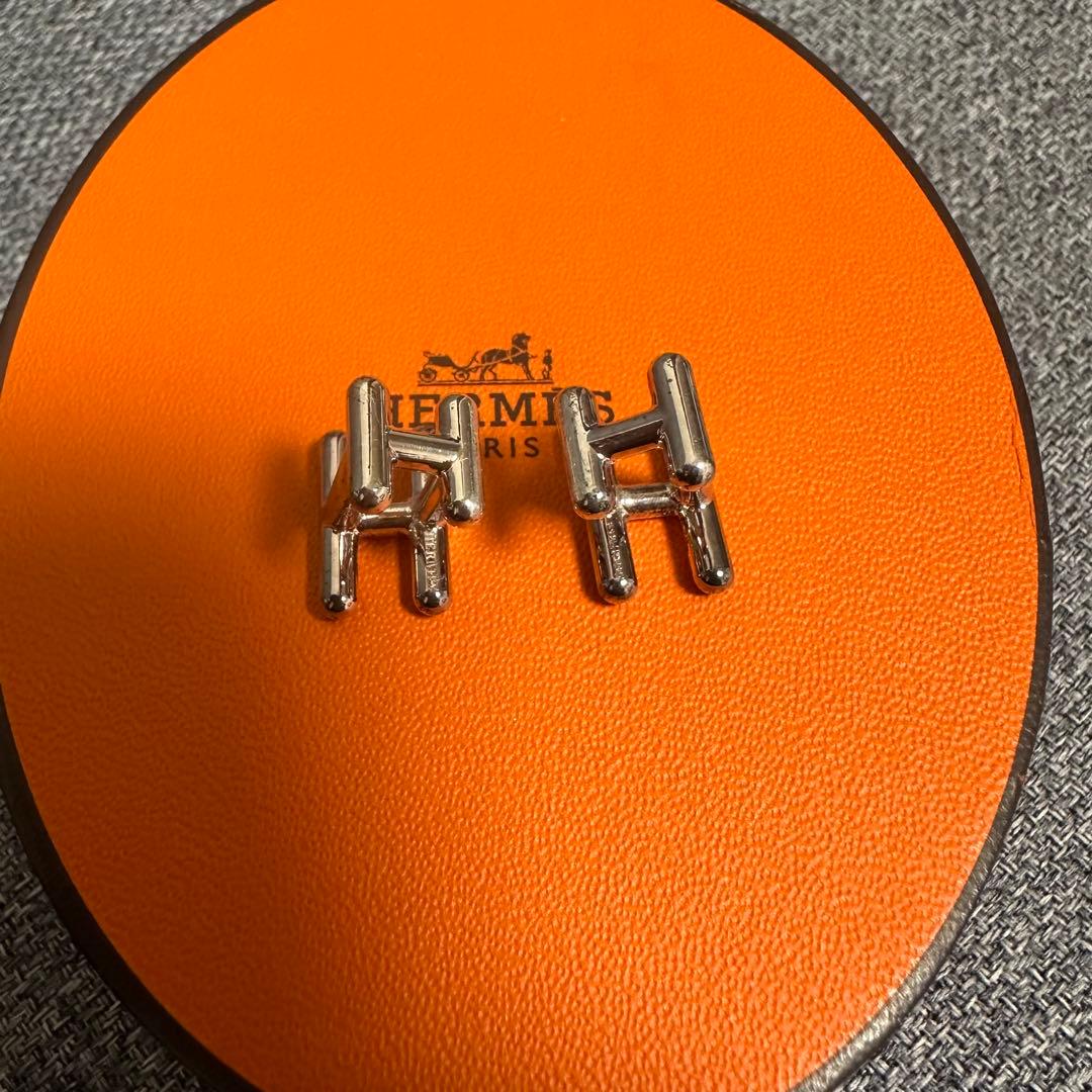 【HERMES】エルメス　カフスボタン シルバー Hロゴ Ag925