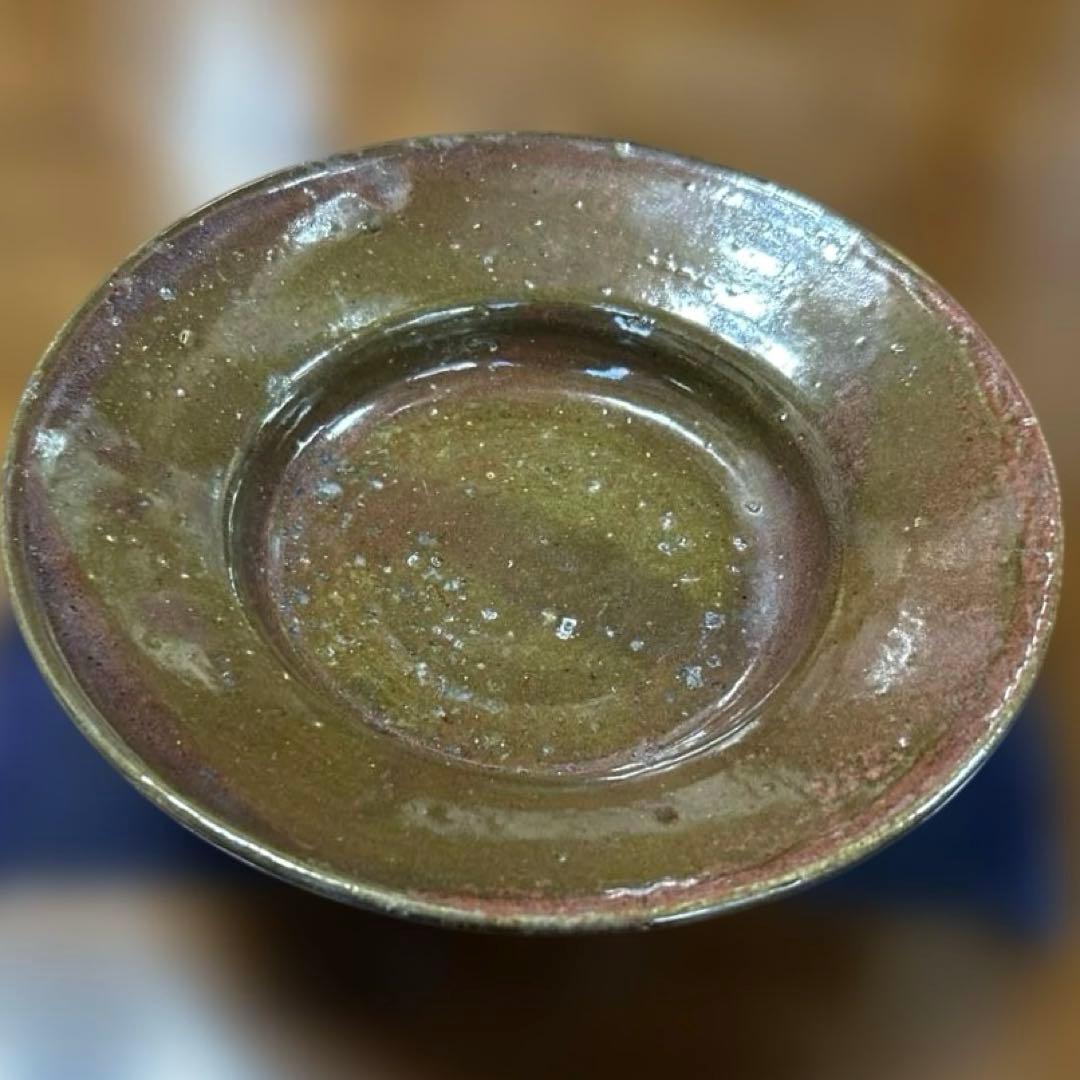 424 【未使用美品】丹波立杭焼 飾皿 花器 割高台 景色良し 茶道具 華道具