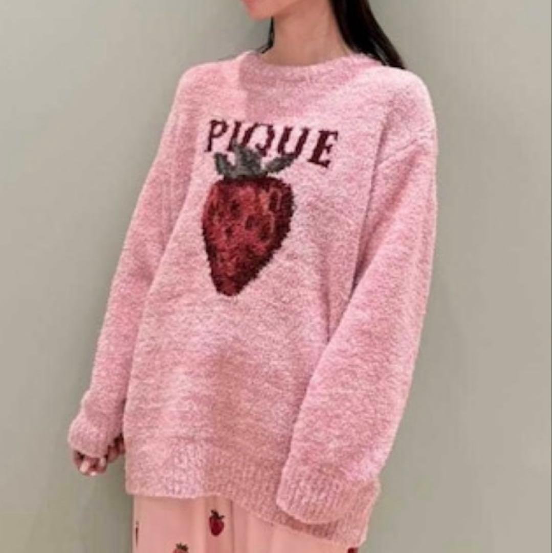 新品♡ジェラートピケ♡ メランジストロベリージャガードプルオーバー　ピンク