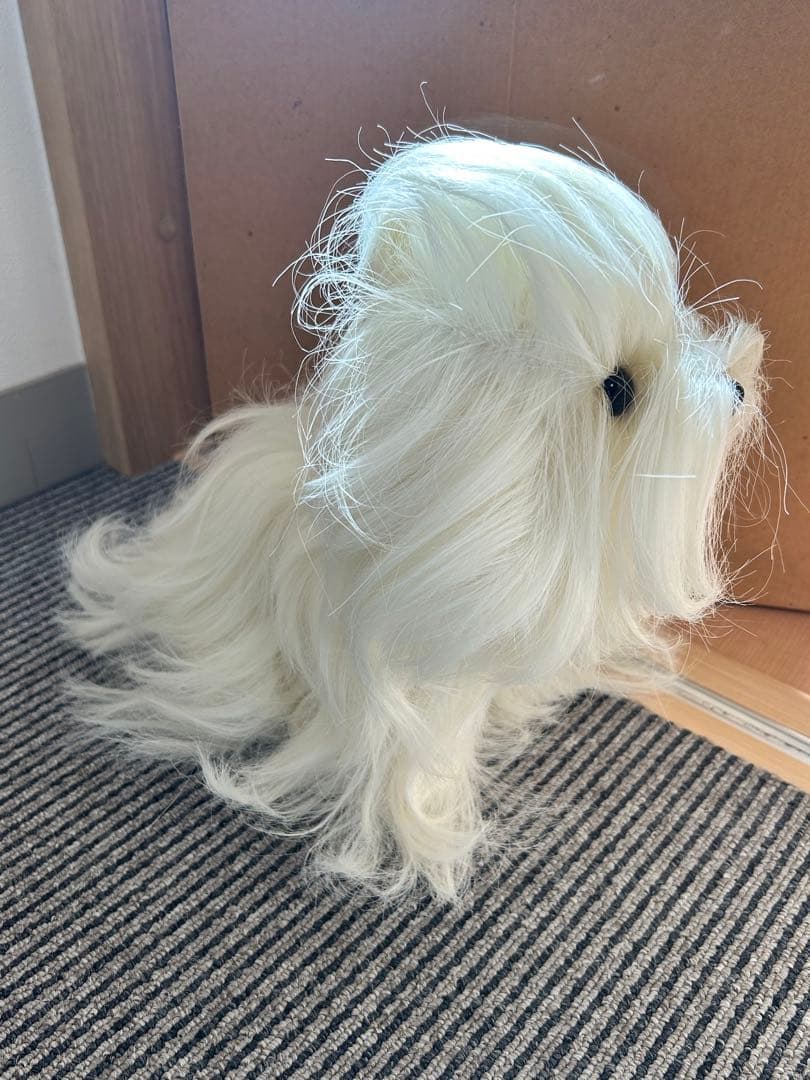 フォンテーヌ　ドレッシーペット マルチーズ　犬ぬいぐるみ　ブラシ付き　昭和レトロ