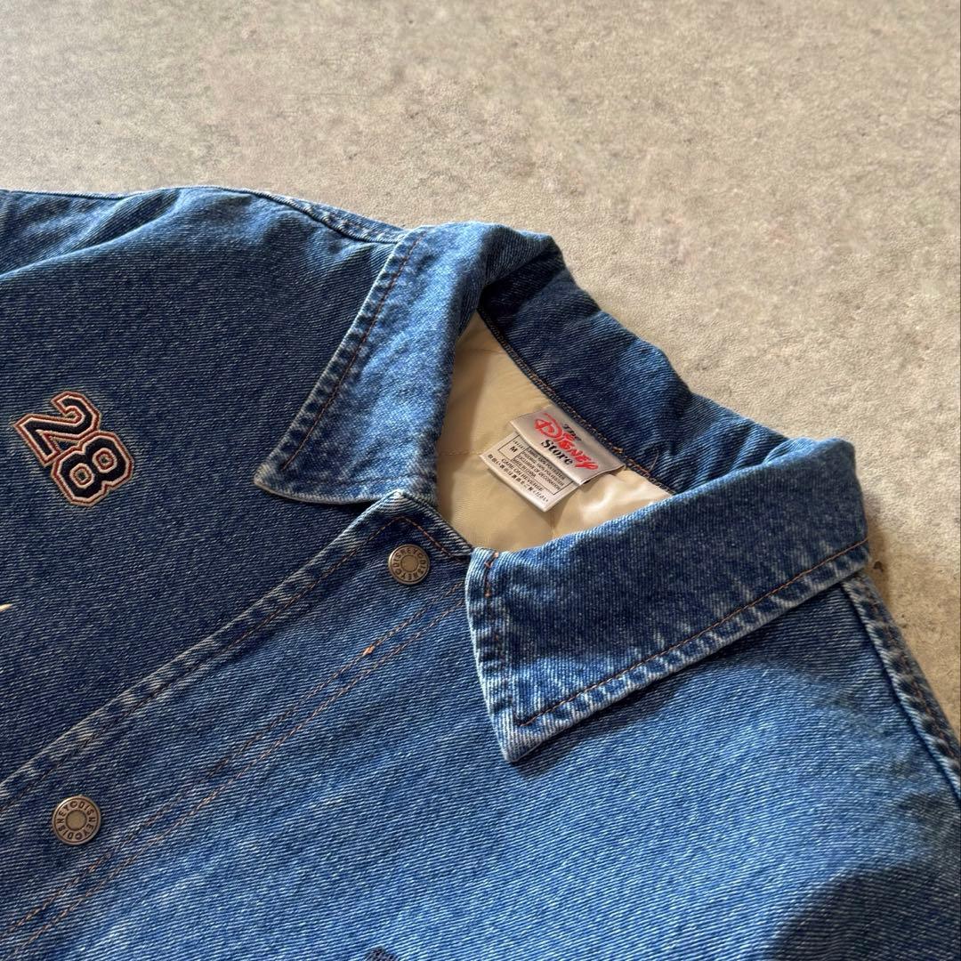 90s ディズニー公式 デニムジャケット 刺繍ロゴ スタジャン ブルゾン