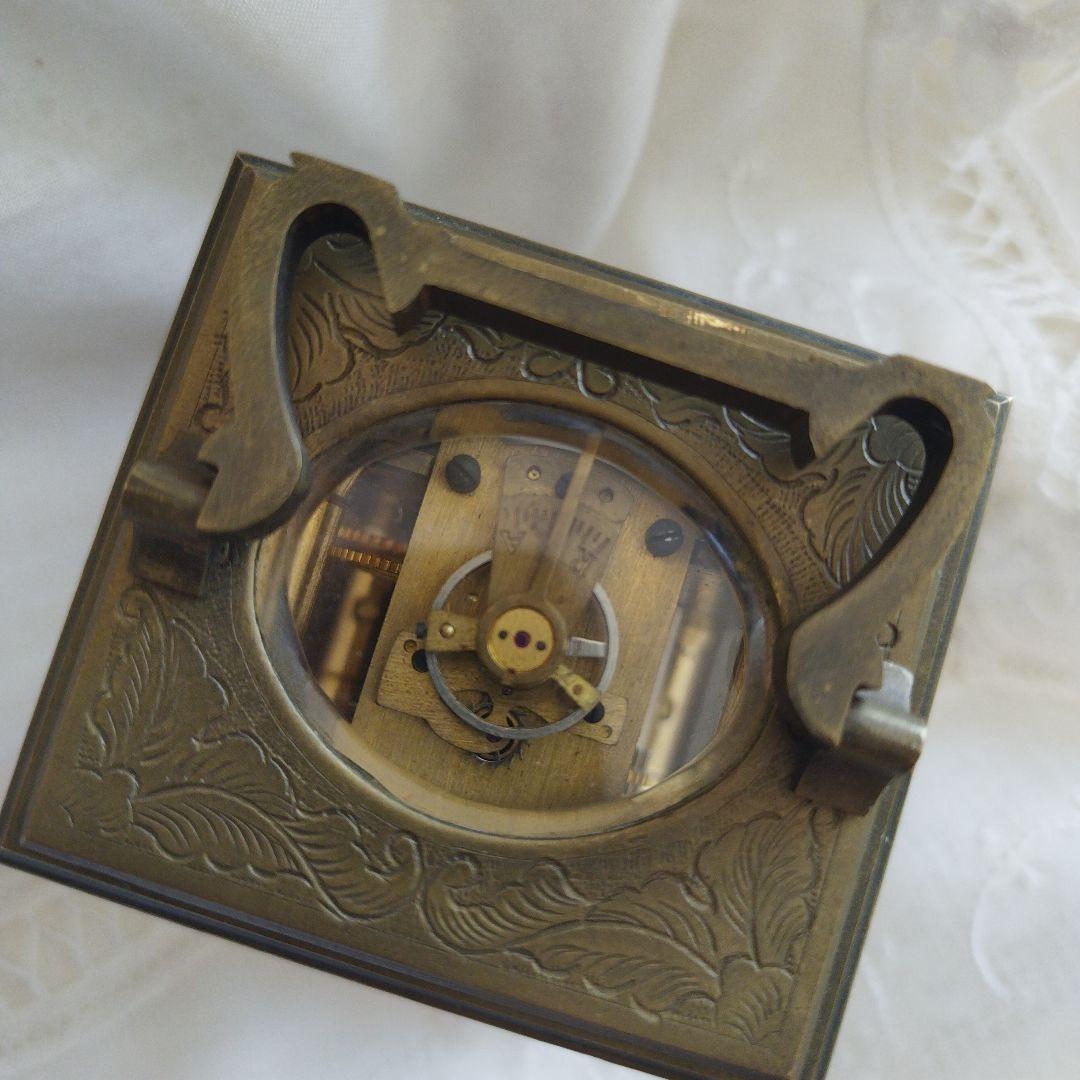 フランス製 真鍮ガラスケース 置時計 ジャンク ブロカント ディスプレイに