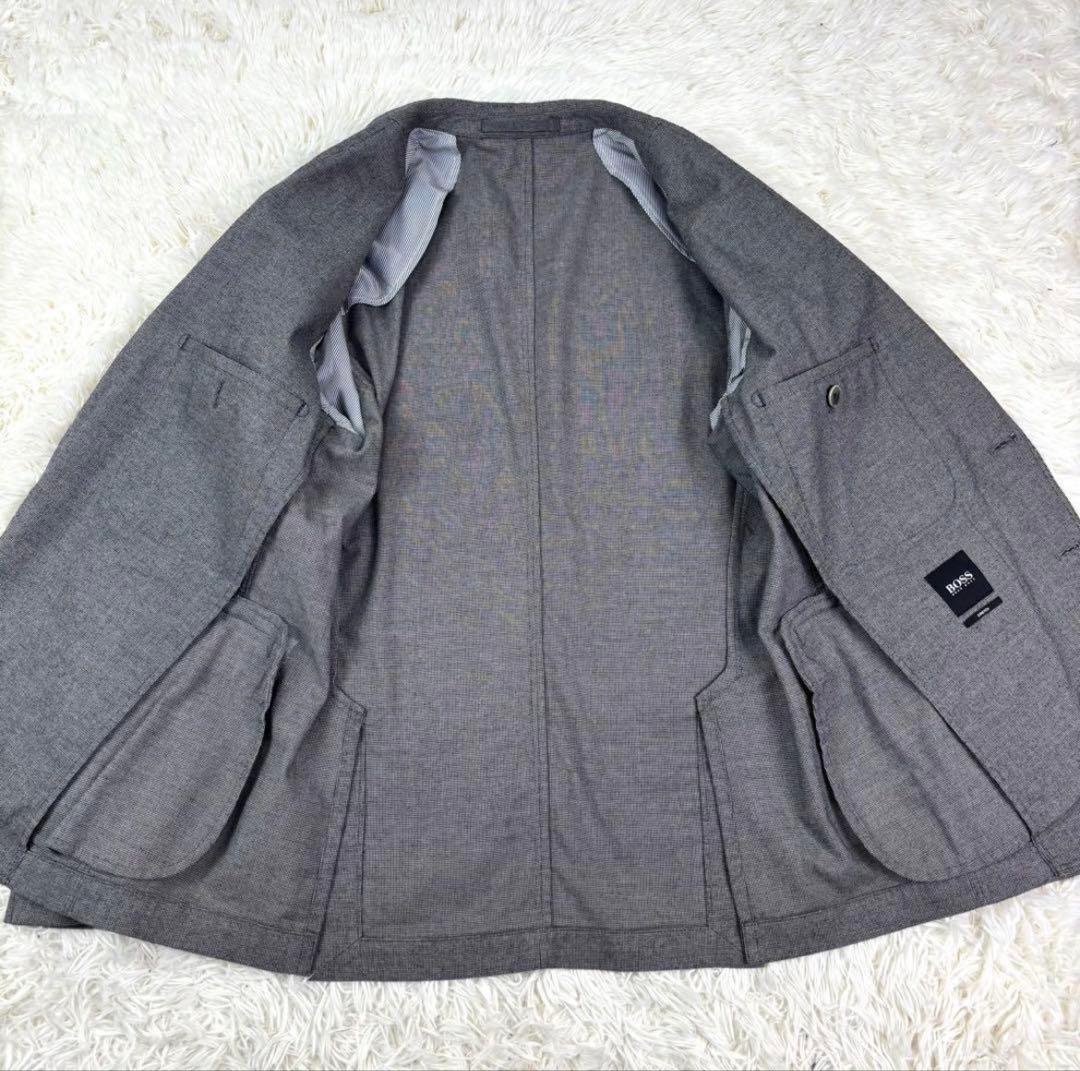 極美品 本切羽HUGO BOSS ボス　アンコンジャケット グレー 46