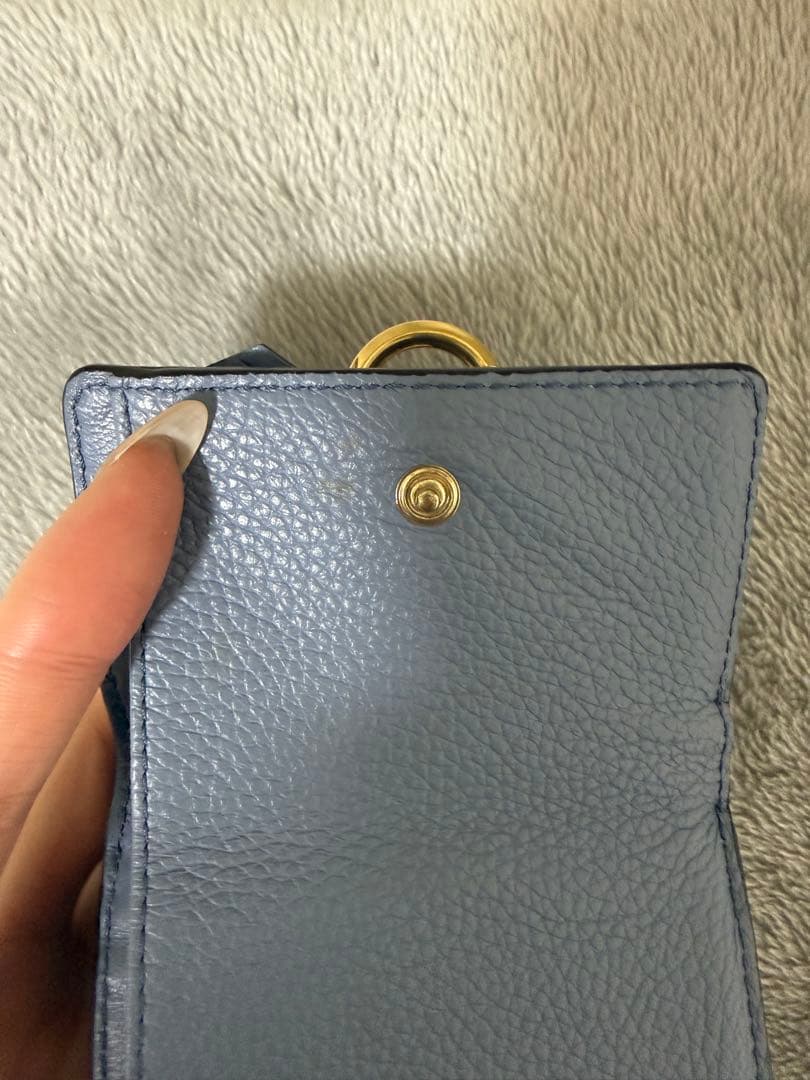 Chloé クロエ 3つ折り財布 ブルー Mチャーム 箱あり 正規品