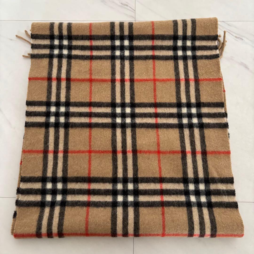 Burberry カシミア100% チェック柄マフラー　ノバチェック　ベージュ