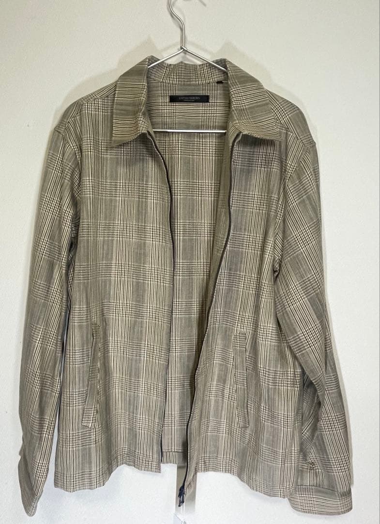 【新品タグ付】UNITED ARROWS 麻混 チェックブルゾン LL 春夏