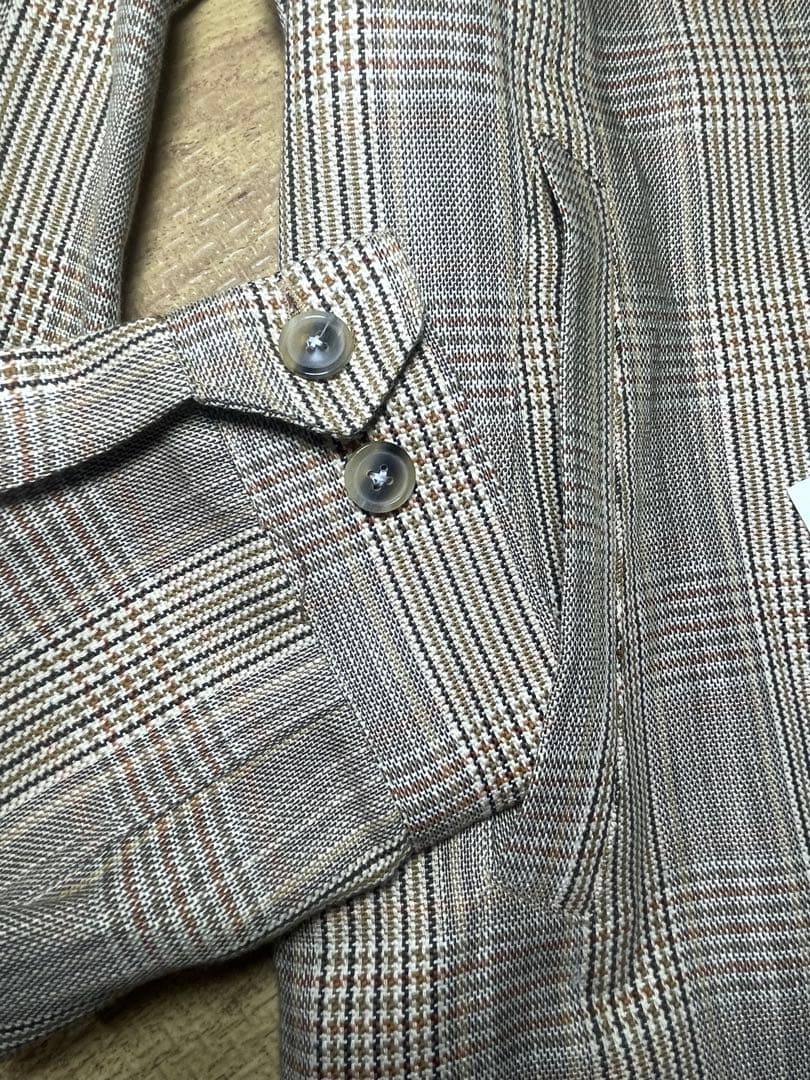 【新品タグ付】UNITED ARROWS 麻混 チェックブルゾン LL 春夏