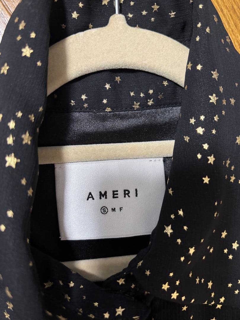 AMERI 星柄リボン付きロングドレス✧紐付き