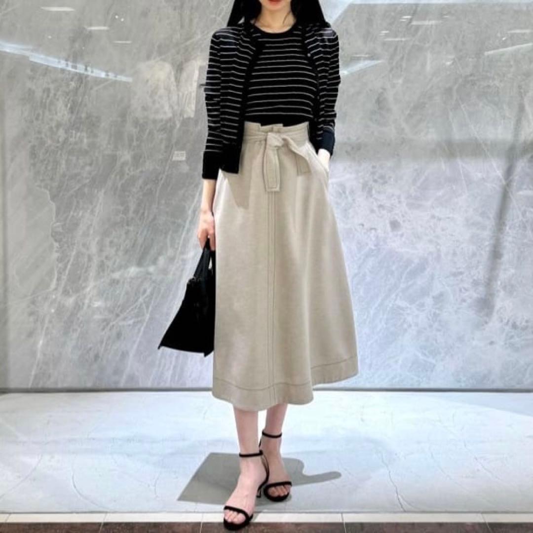 24SS 極美品 アルアバイル フレアスカート ベージュ ミモレ丈 ロング