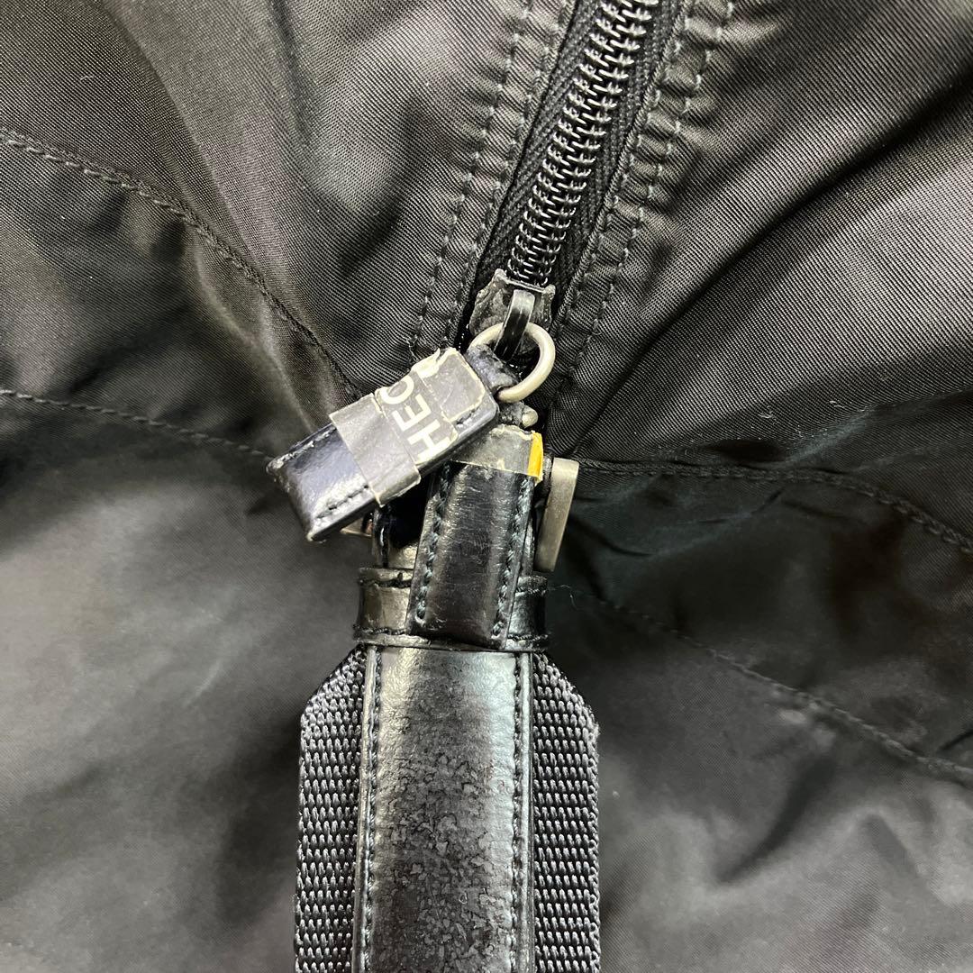 中古品　PRADA ロゴプレート ボストン ショルダー ナイロン バック 黒