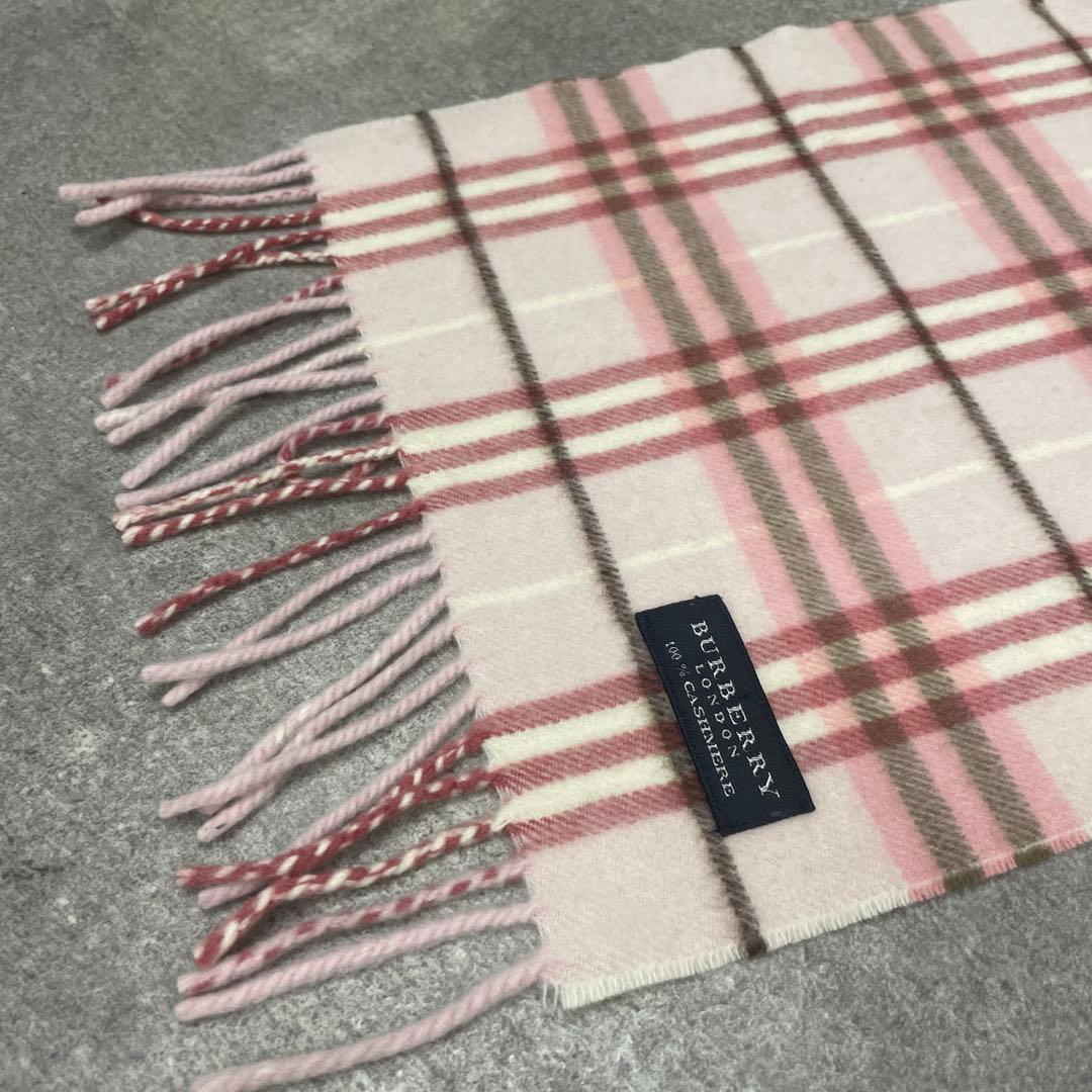 ■ BURBERRY LONDON カシミヤ マフラー ピンク ノバチェック