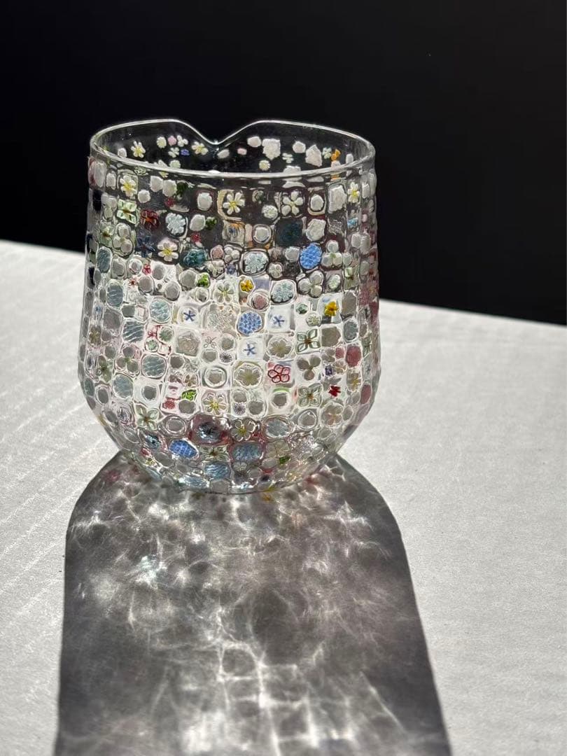 江波冨士子さん グラス 花の庭片口　新品 専用箱付き
