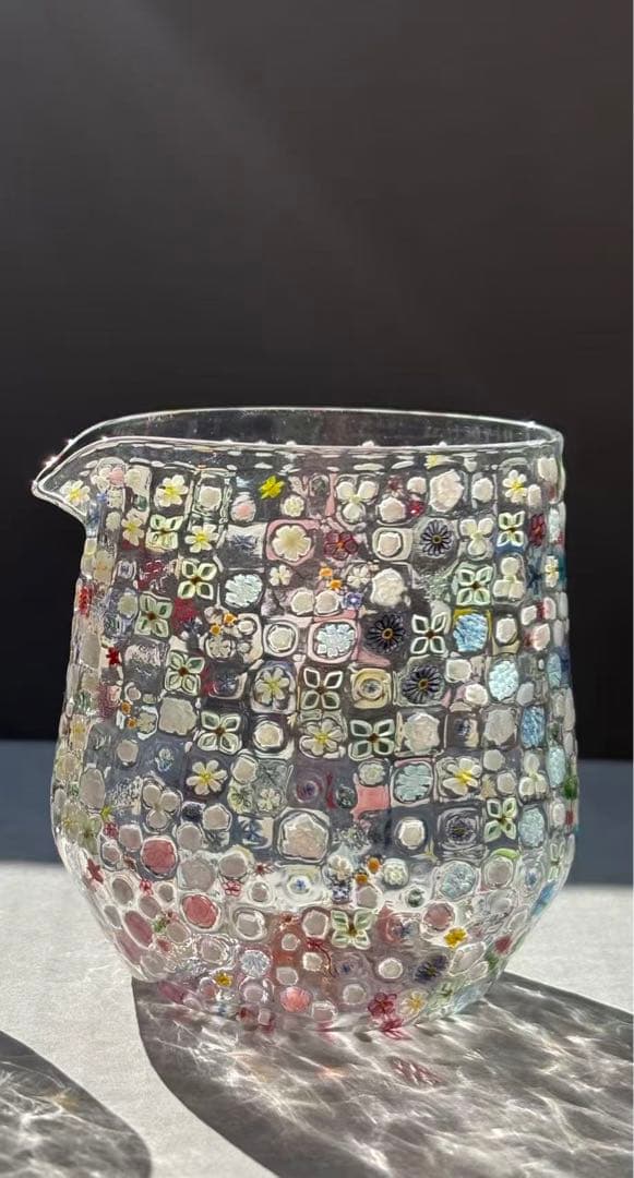 江波冨士子さん グラス 花の庭片口　新品 専用箱付き