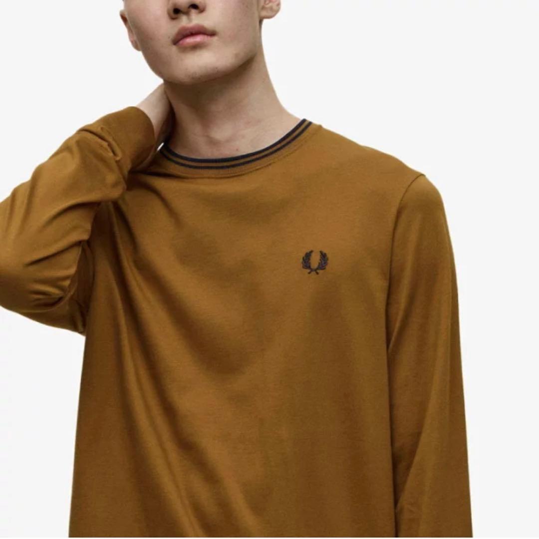 FRED PERRY ロンT ブラウン　S
