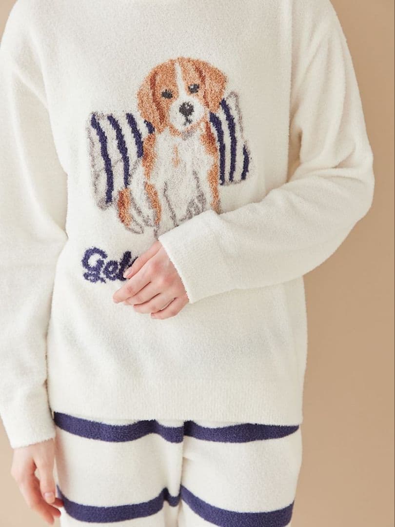 エアリーモコプレイフルDOGジャガードプルオーバー&ボーダーロングパンツセット