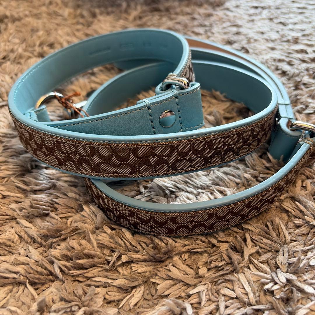 COACH 犬　ドッグ　リード　シグネチャー　ティファニーブルー