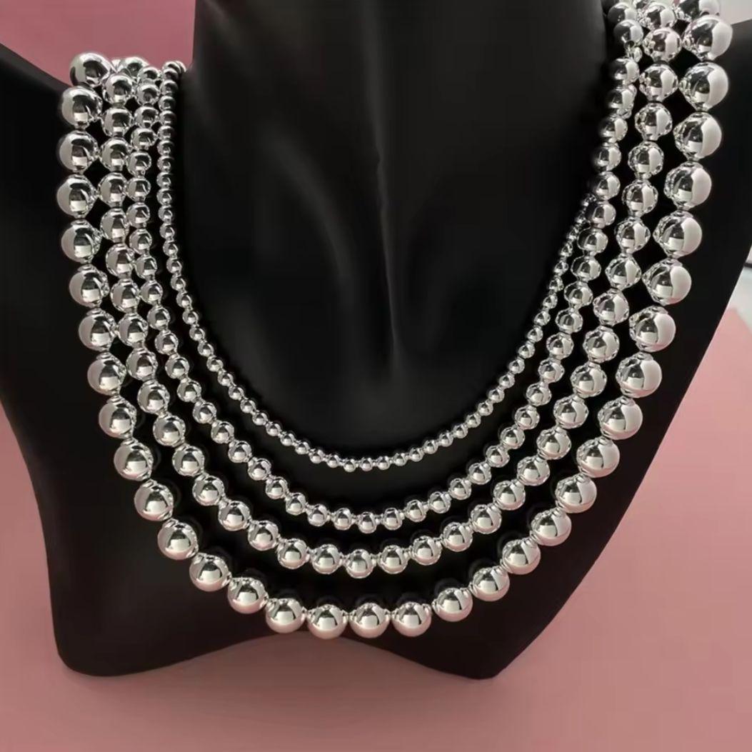 シルバー925 ビーズネックレス 60cm/24インチ ★