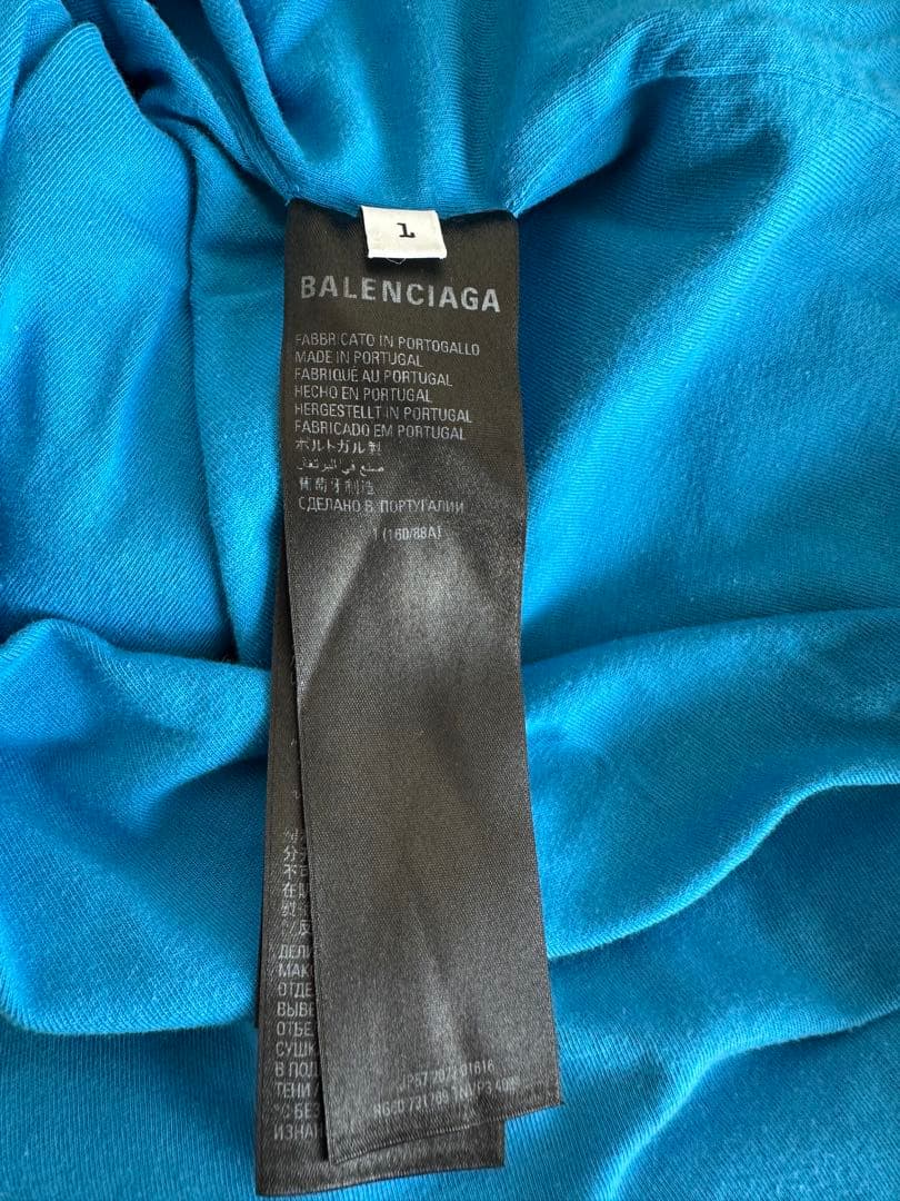 BALENCIAGA×adidas ロゴ刺繍Tシャツ ブルー サイズ1