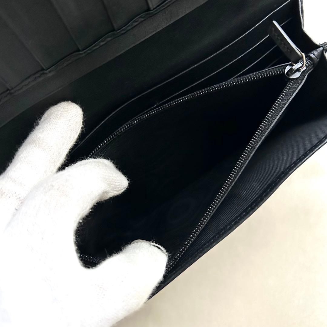 美品 GUCCI グッチ 長財布 二つ折り財布 シマ ブラック