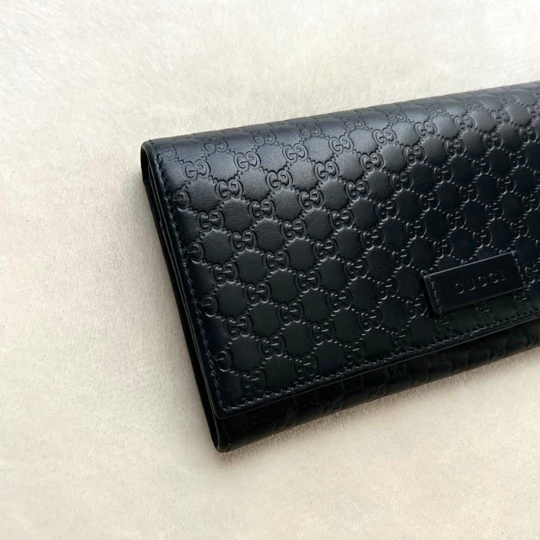 美品 GUCCI グッチ 長財布 二つ折り財布 シマ ブラック