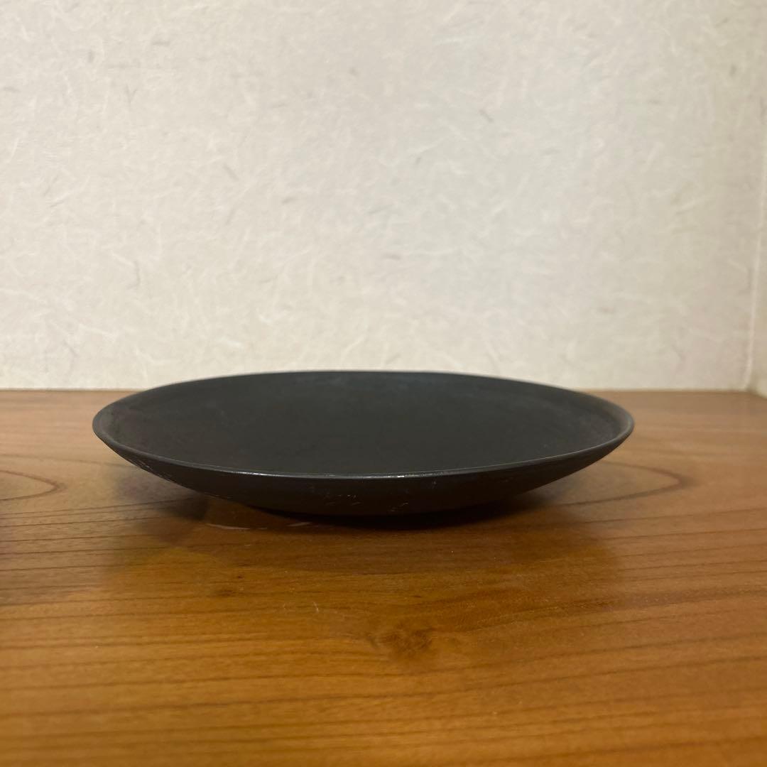 【美品】村上祐仁　黒浅鉢　黒丸皿　2点セット