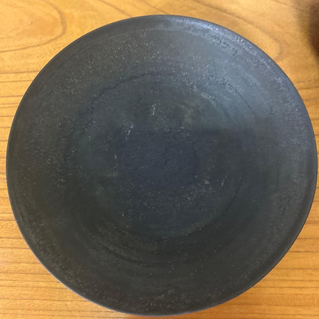 【美品】村上祐仁　黒浅鉢　黒丸皿　2点セット
