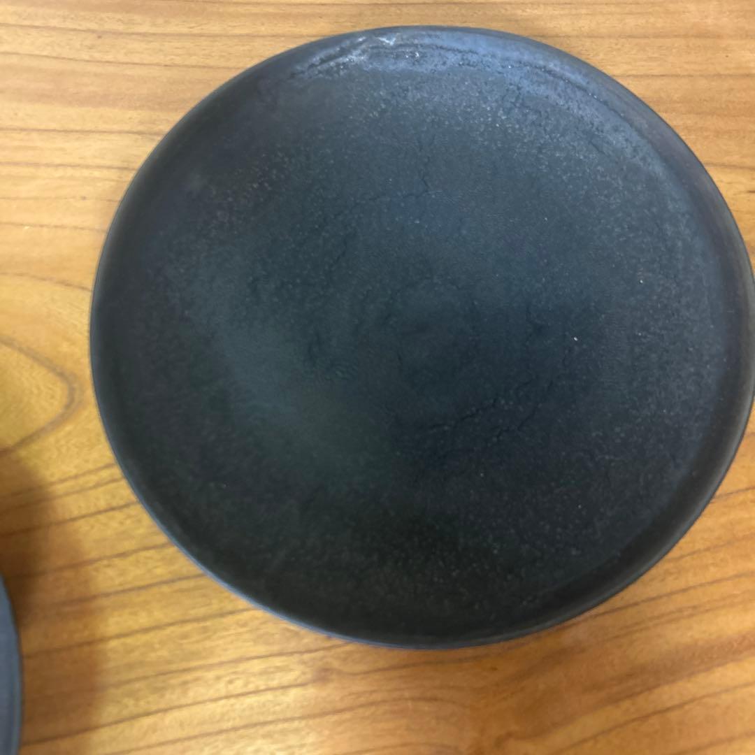 【美品】村上祐仁　黒浅鉢　黒丸皿　2点セット